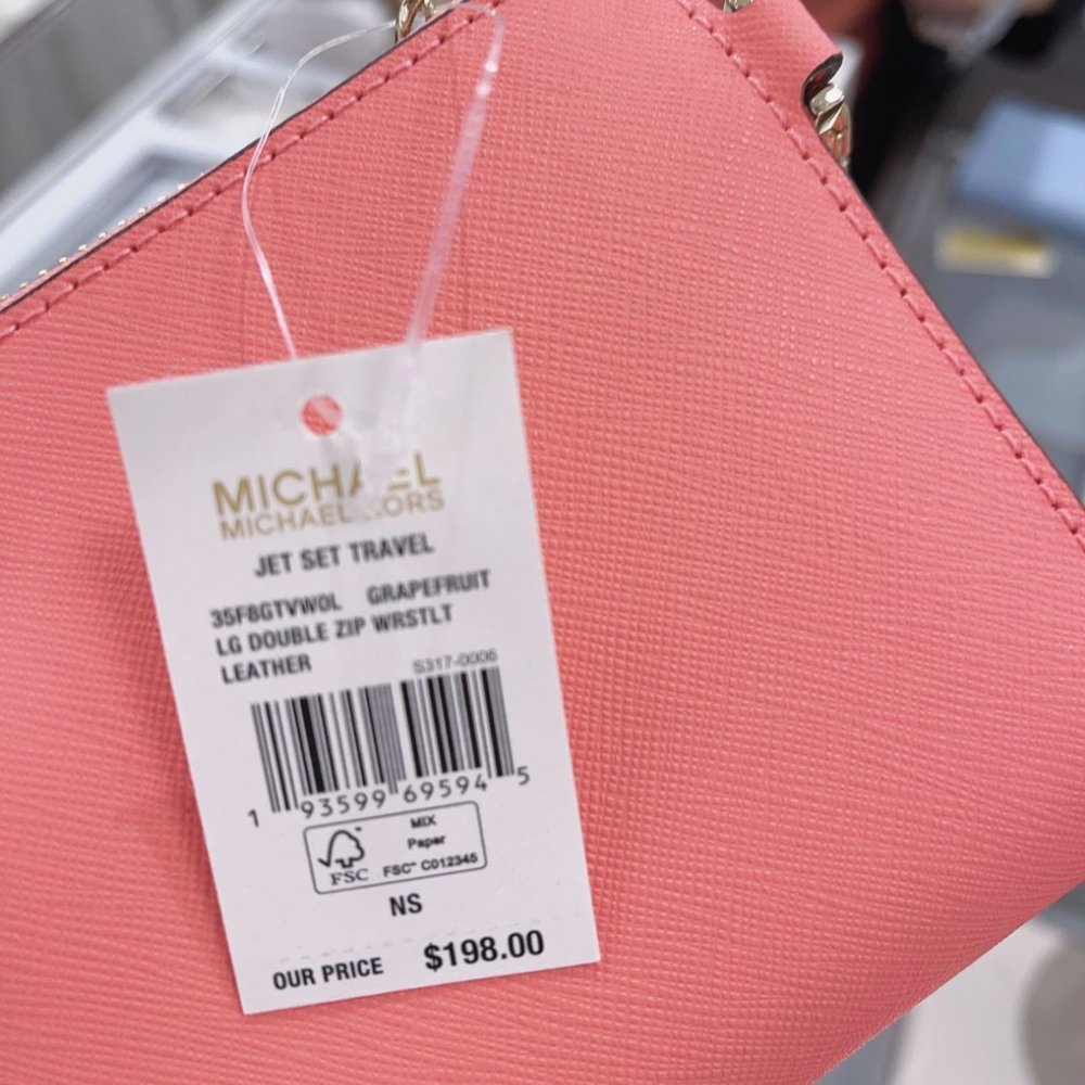 MK Double Zip Phone Wristlet  Grapefruit Pink - Picture 6 of 6